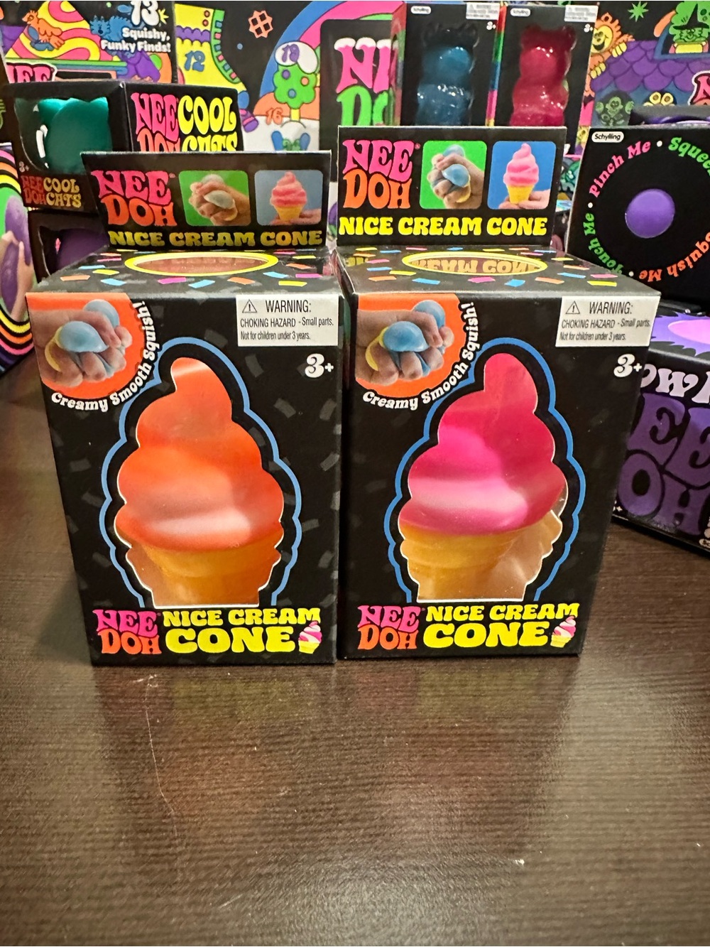 Nee Doh Nice Cream Cone Squishy Stress Toy - Orange or Pink